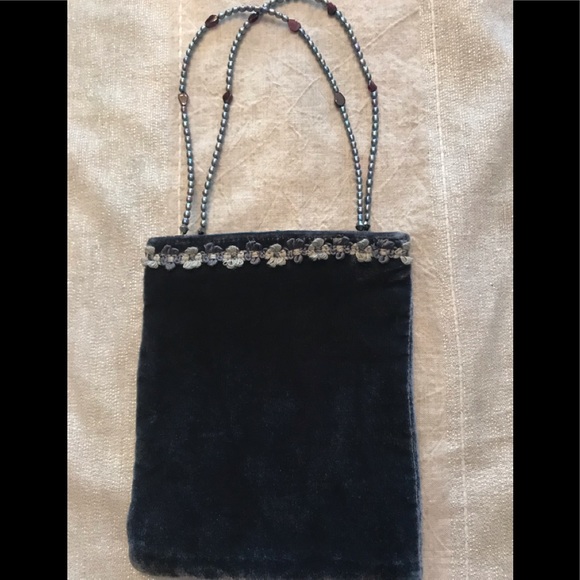 Velvet Handbag with Pearls - NWOT - Picture 1 of 4